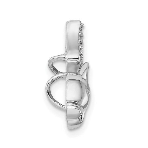925 Sterling Silver Polished CZ Flying Farm Animal Pig Piglet Chain Slide Charm - Picture 2 of 3